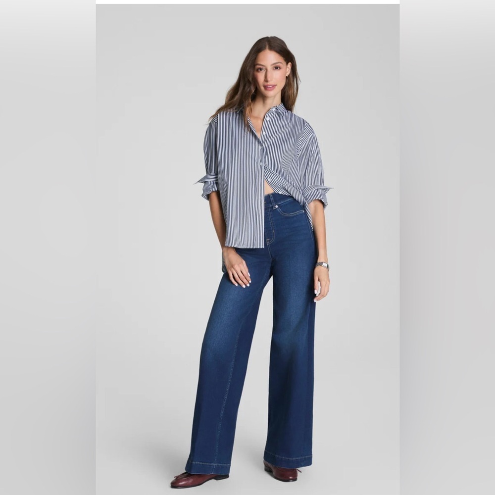 Spanxshape Authentic Wide Leg Jean Nwt Xl Tall High Rise M Compression Stretch
